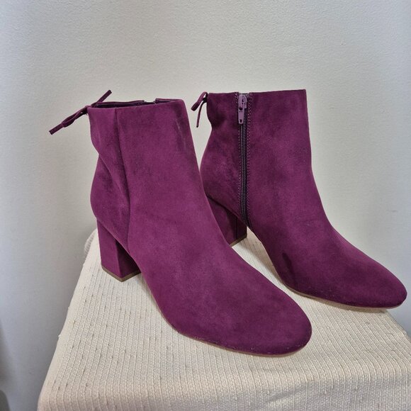 Purple Faux Suede Booties - Picture 1 of 12